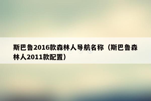 斯巴鲁2016款森林人导航名称（斯巴鲁森林人2011款配置）