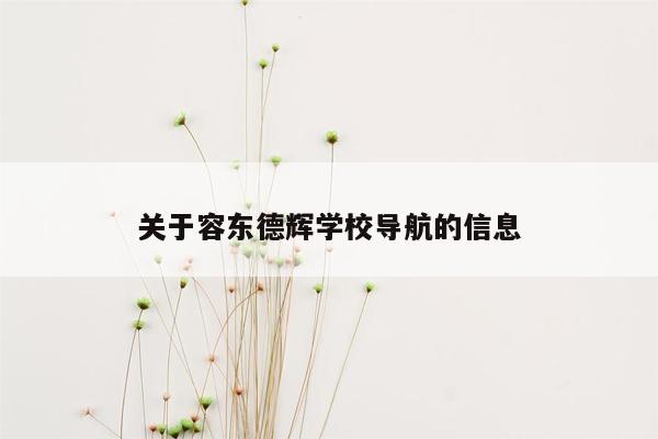 关于容东德辉学校导航的信息