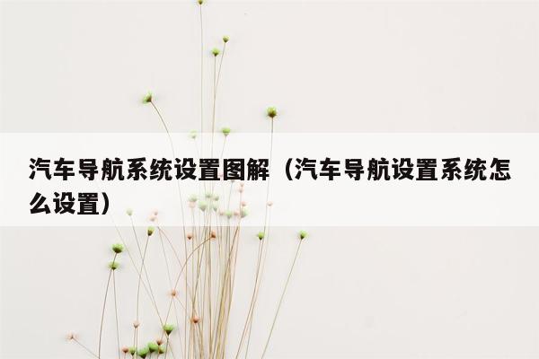 汽车导航系统设置图解（汽车导航设置系统怎么设置）