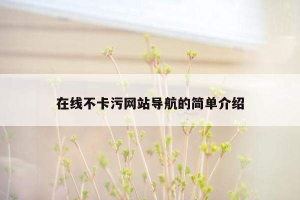 在线不卡污网站导航的简单介绍