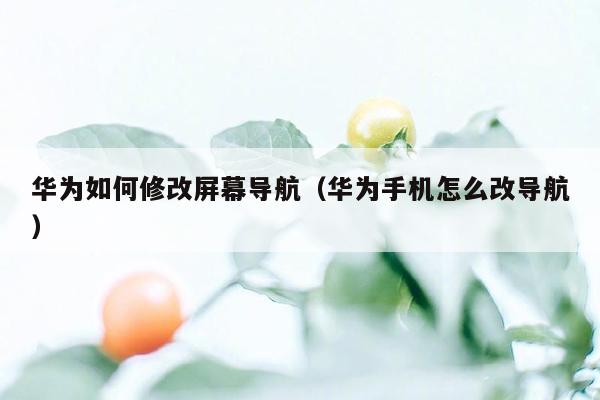 华为如何修改屏幕导航（华为手机怎么改导航）