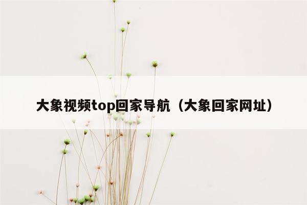 大象视频top回家导航（大象回家网址）