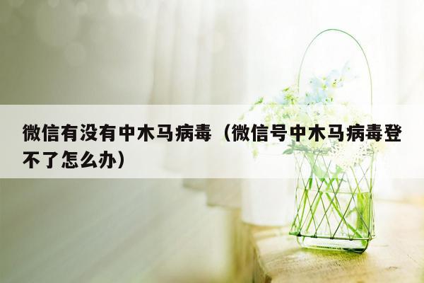 微信有没有中木马病毒（微信号中木马病毒登不了怎么办）