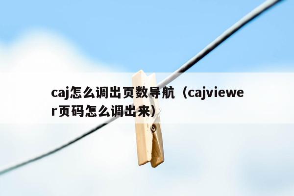 caj怎么调出页数导航（cajviewer页码怎么调出来）