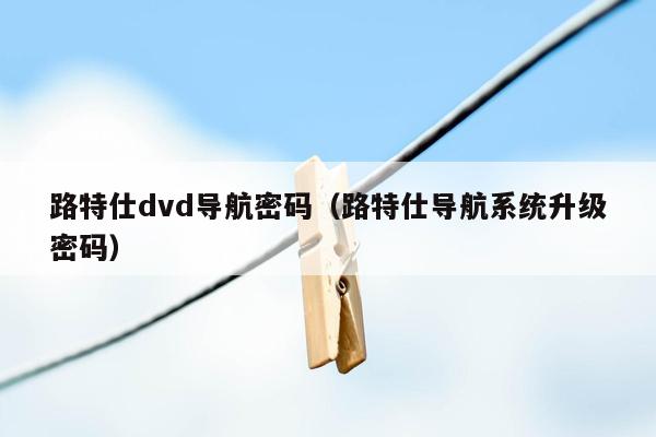 路特仕dvd导航密码（路特仕导航系统升级密码）