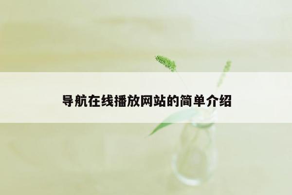 导航在线播放网站的简单介绍