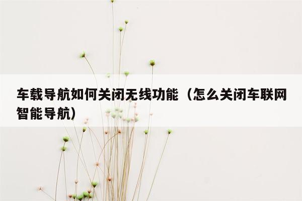 车载导航如何关闭无线功能（怎么关闭车联网智能导航）