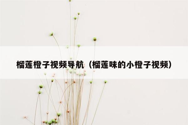 榴莲橙子视频导航（榴莲味的小橙子视频）