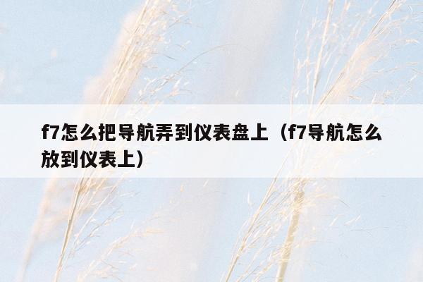 f7怎么把导航弄到仪表盘上（f7导航怎么放到仪表上）