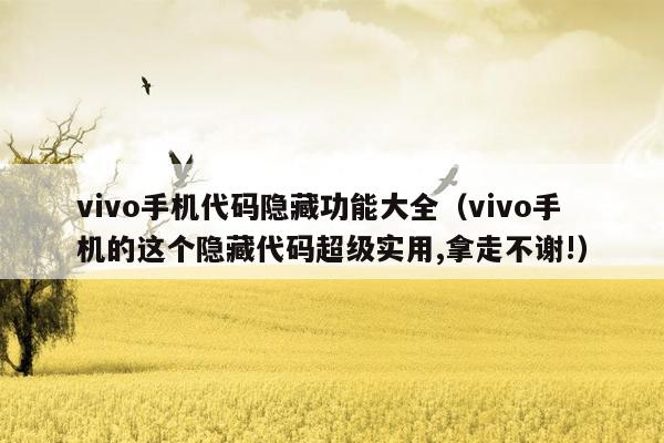 vivo手机代码隐藏功能大全（vivo手机的这个隐藏代码超级实用,拿走不谢!）