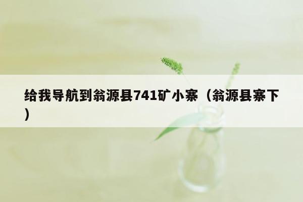 给我导航到翁源县741矿小寨（翁源县寨下）